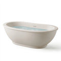 Freistehende Badewanne 170 x 75 x 58 cm Mineralguss Cremeweiß oval mit Überlauf