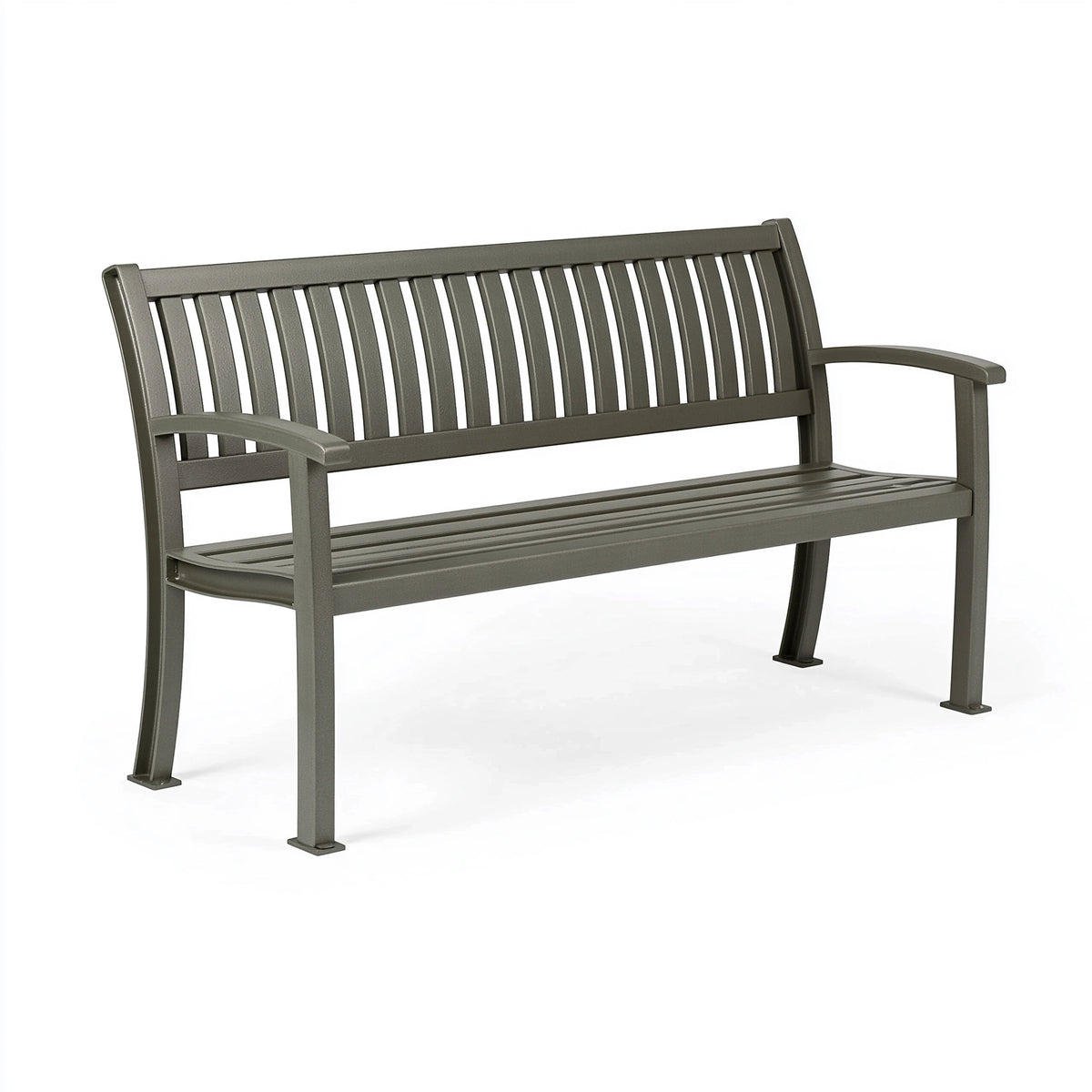 Gartenbank 122 x 61 x 87 cm aus Metall in Anthrazit mit Armlehnen