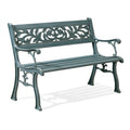 Gartenbank 122 x 61 x 87 cm aus Metall Grün mit floralem Gussdekor