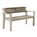 Gartenbank 120 x 60 x 80 cm in Beige Braun mit Kunststoffgestell und Seilbespannung im natürlichen Stil