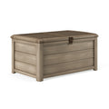 Garten-Aufbewahrungsbox 120 x 60 x 65 cm Kunststoff Taupe mit Deckel Holzoptik