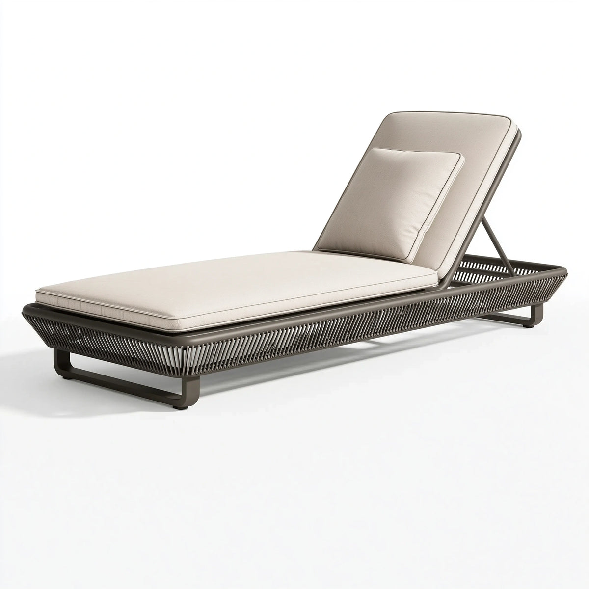 Sonnenliege 200 x 70 x 35 cm Beige Anthrazit mit Metallgestell verstellbarer Rückenlehne