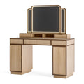Schminktisch-Set 160 x 50 x 150 cm Holzoptik Beige/Braun mit beleuchtetem Dreifachspiegel