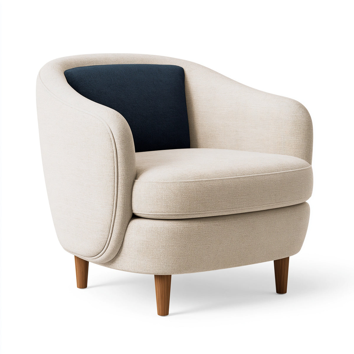 Sessel 78 x 82 x 88 cm Stoff Beige/Dunkelblau mit Holzbeinen - gepolsterter Loungesessel