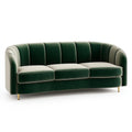 3-Sitzer Sofa 220 x 90 x 82 cm aus grünem Samt mit gerippter Rückenlehne