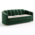 3-Sitzer Sofa 220 cm Samt Dunkelgrün - Gepolstertes Wohnzimmer Sofa mit gerippter Rückenlehne