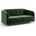Zweisitzer-Sofa 170 x 85 x 78 cm Samt Grün - gepolstertes Sofa mit Rillensteppung
