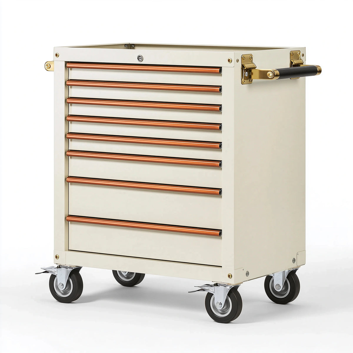 Werkzeugwagen 75 x 45 x 90 cm aus Stahl Weiß - mobiler Schubladenwagen mit Rollen