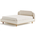 Polsterbett 160 x 200 cm Beige Strukturstoff Holzgestell mit gepolstertem Kopfteil