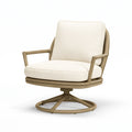 Drehsessel 82 x 82 x 91 cm aus Rattan beige creme mit Polsterung drehbar